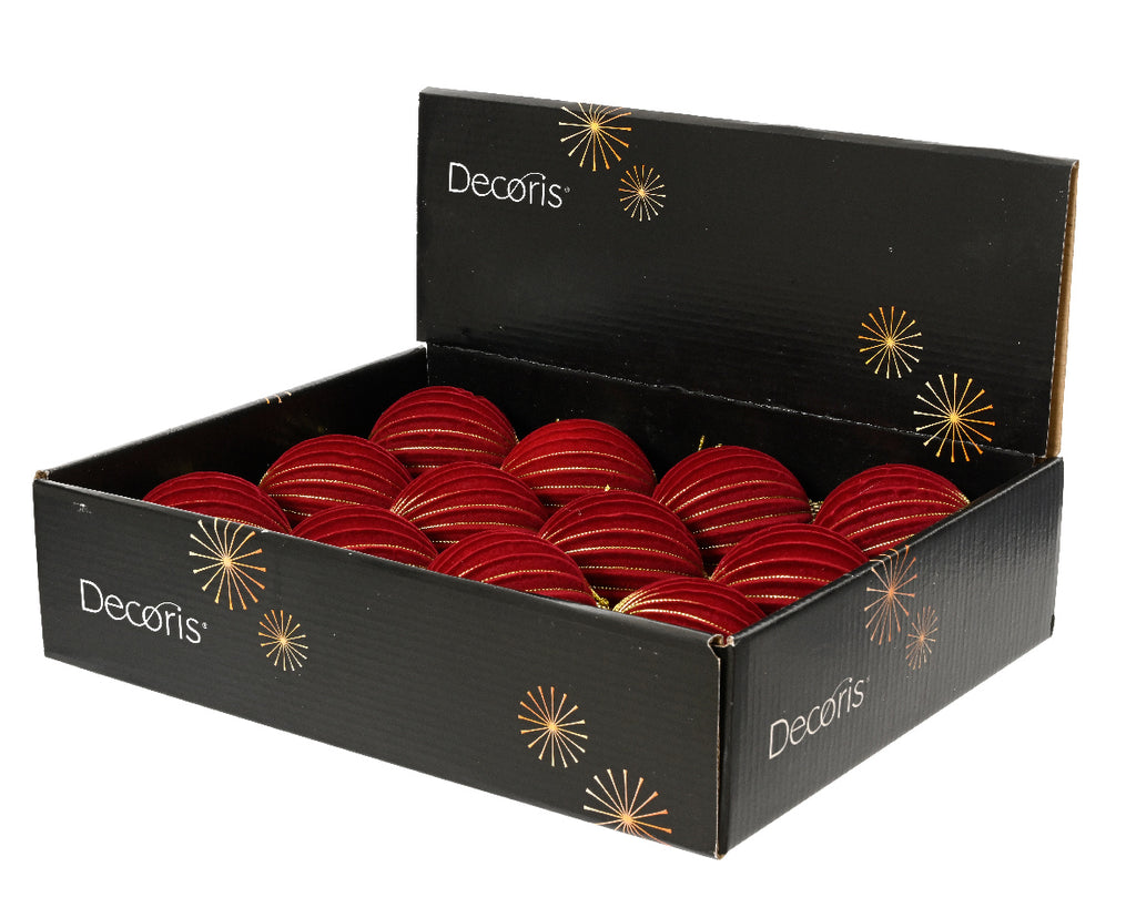 Oxblood Flocked Bauble with Gold Wire Stripe