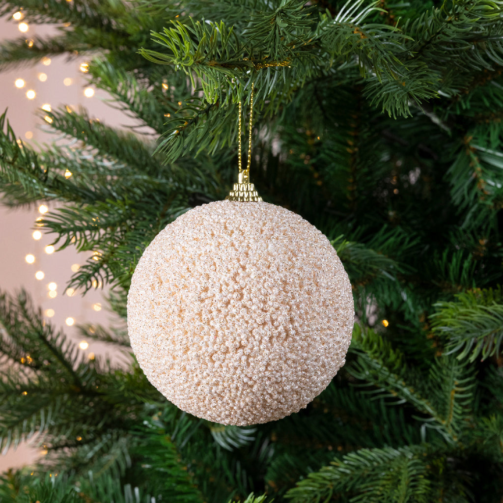 Pearl glittery beaded shatterproof bauble