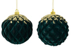 Emerald green and gold glitter shatterproof bauble, 8cm