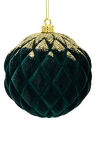 Emerald green and gold glitter shatterproof bauble, 8cm