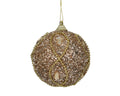 Glitzy beaded and sequinned champagne and gold shatterproof bauble