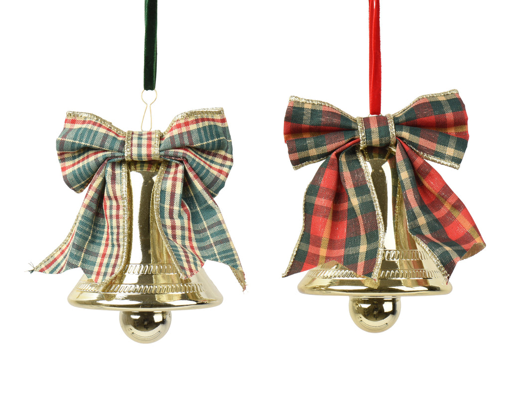 Christmas bell with tartan ribbon
