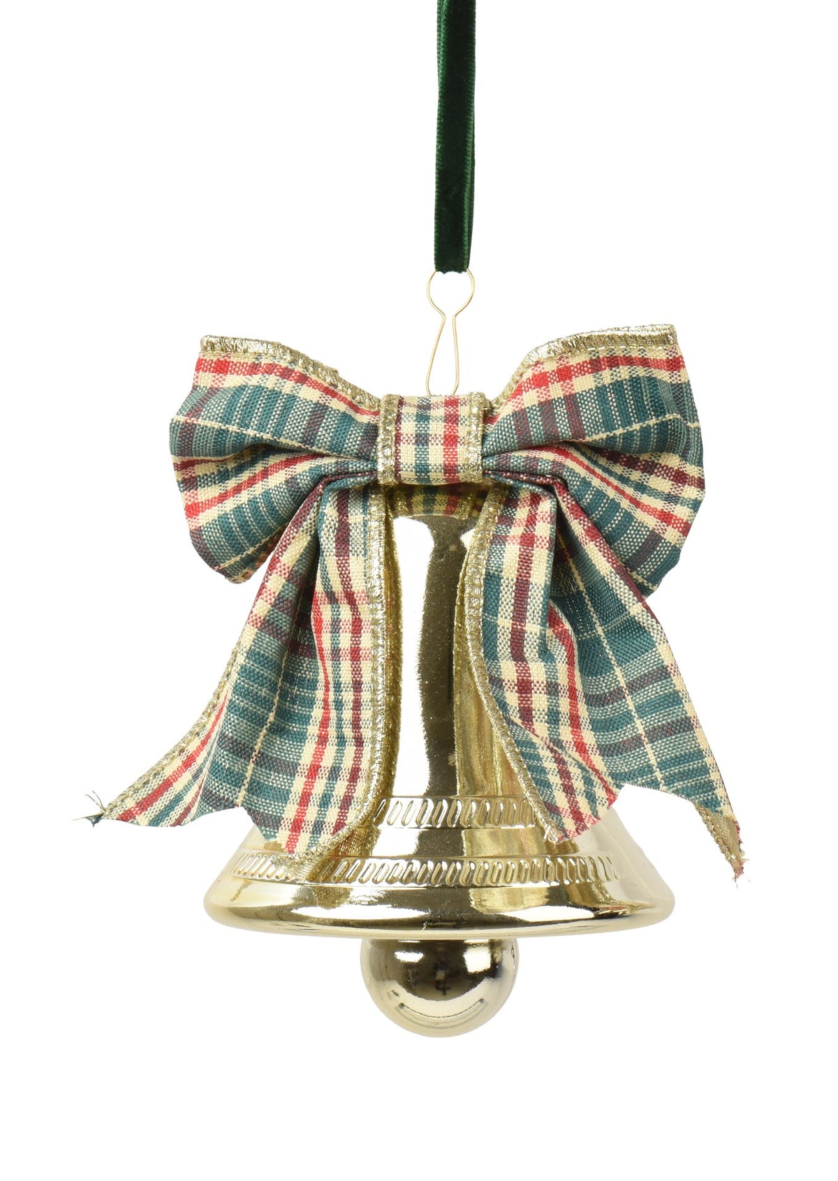 Christmas bell with tartan ribbon