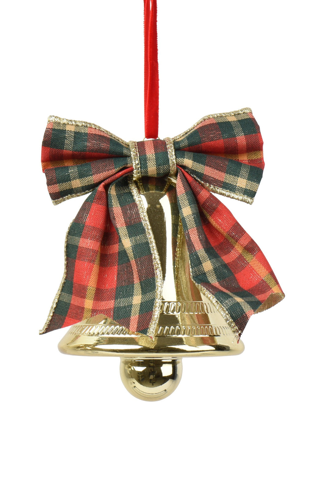 Christmas bell with tartan ribbon