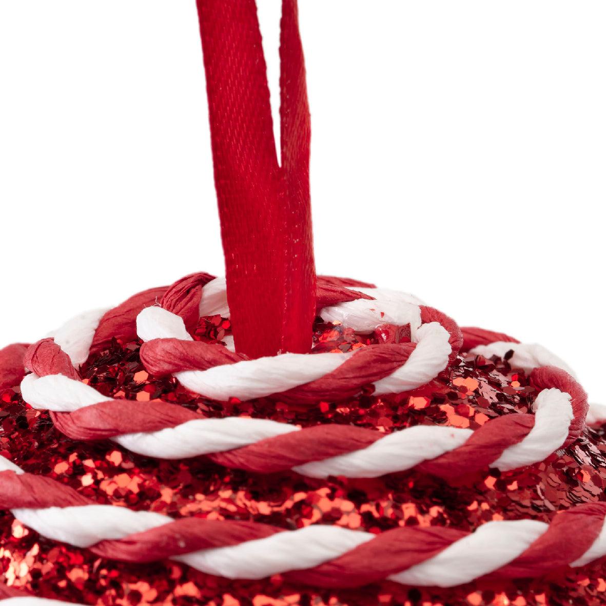 Candy cane foam round baubles (8cm)