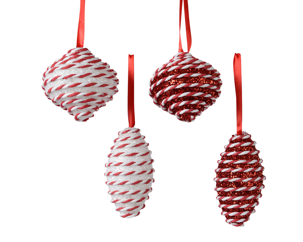 Candy cane foam conical shaped hanging decorations