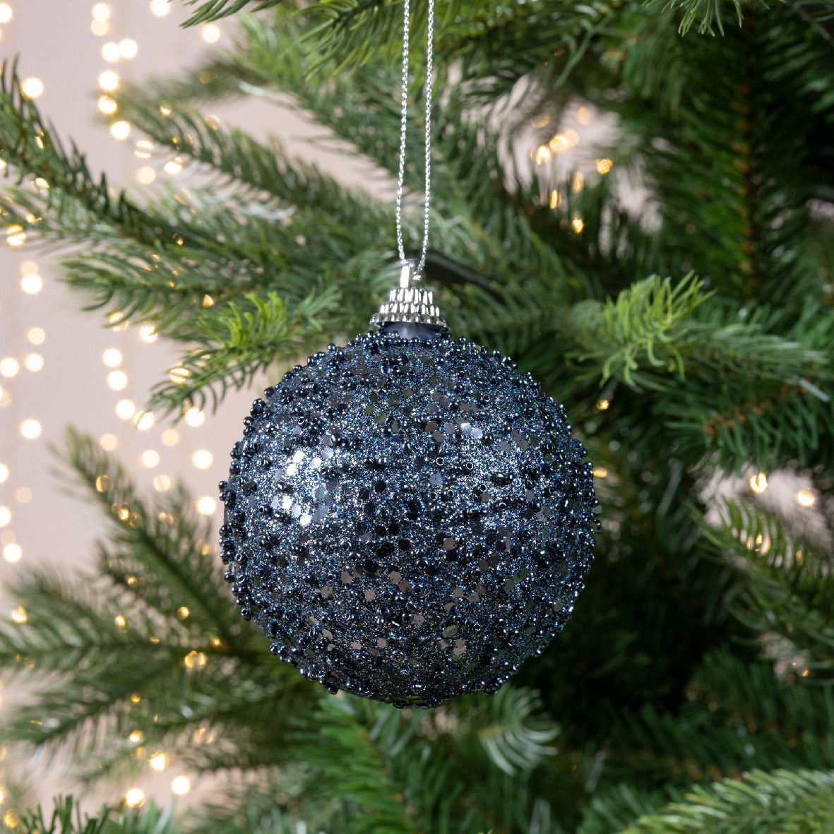 Midnight blue glitter foam bauble