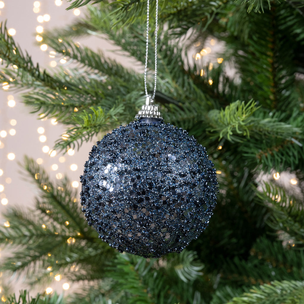 Midnight blue glitter foam bauble