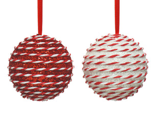 Candy cane foam round baubles (10cm)