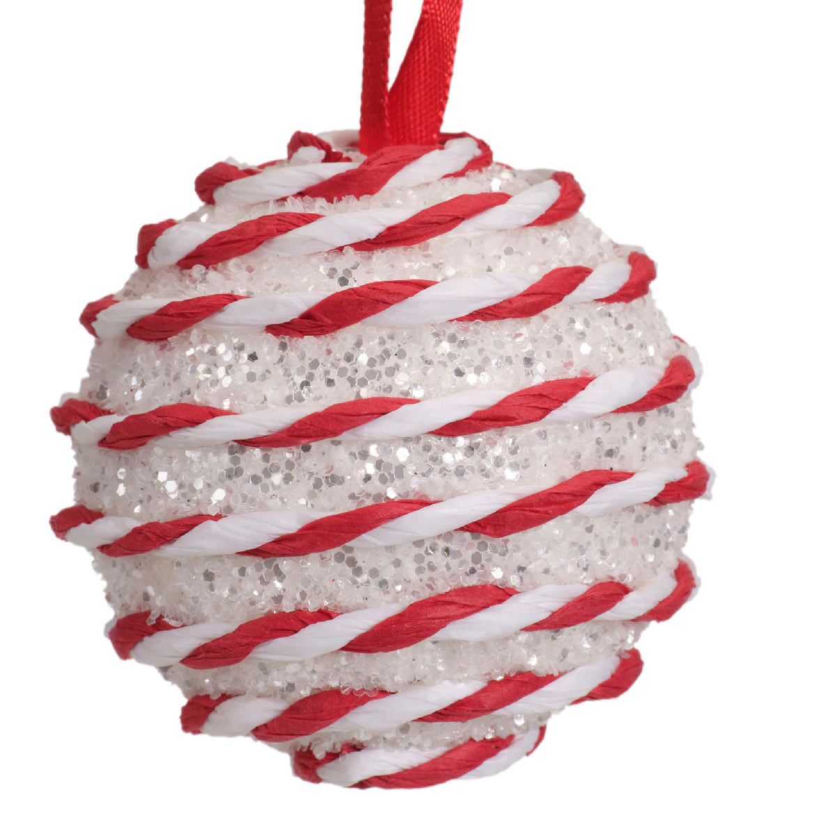 Candy cane foam round baubles (6cm)