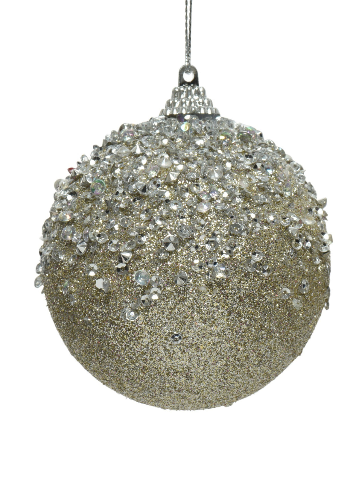 Champagne glitzy beaded shatterproof baubles