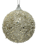Champagne glitzy beaded shatterproof baubles
