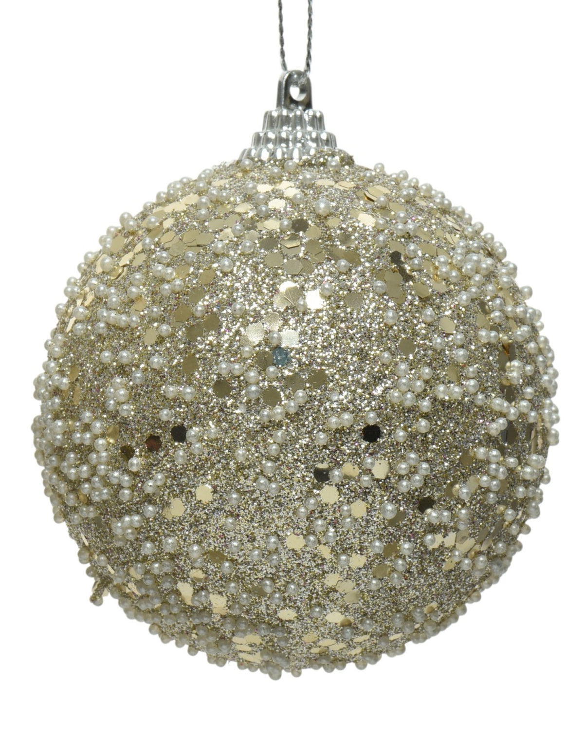 Champagne glitzy beaded shatterproof baubles