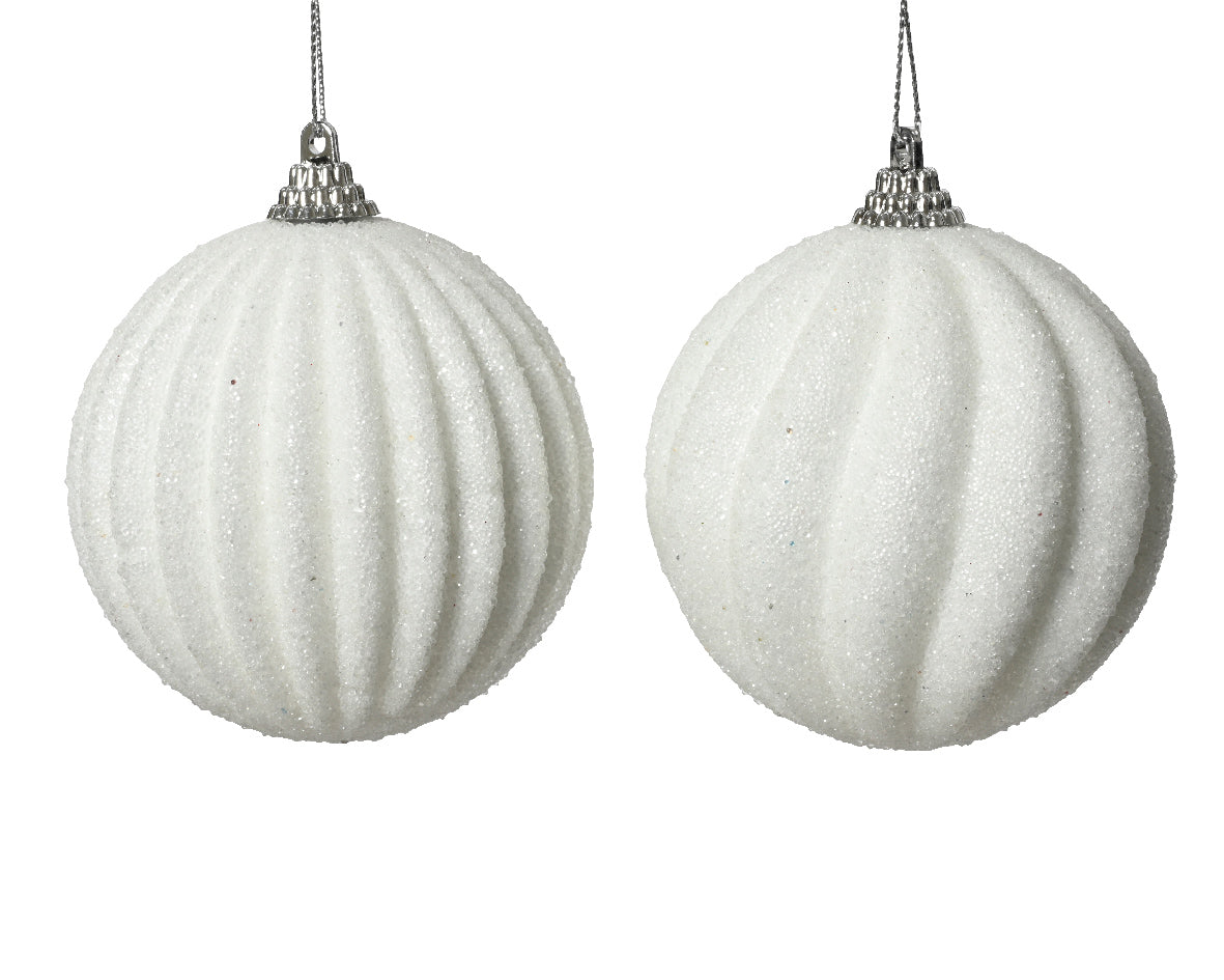 White Glitter Foam Bauble 2ass