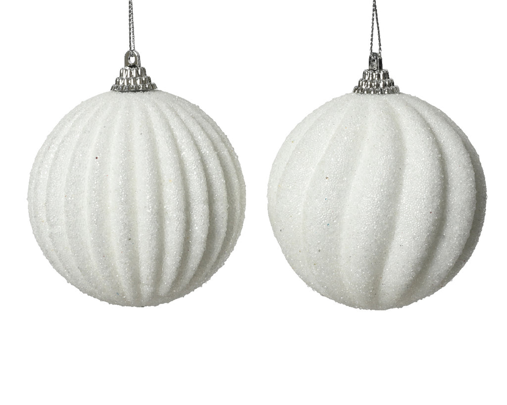 White Glitter Foam Bauble 2ass