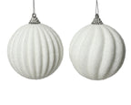 White Glitter Foam Bauble 2ass