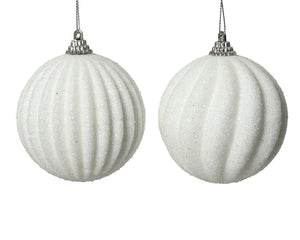 White Glitter Foam Bauble 2ass