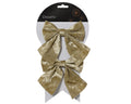 Pack of 2 champagne gold bows, 13cm