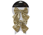 Pack of 2 champagne gold bows, 13cm