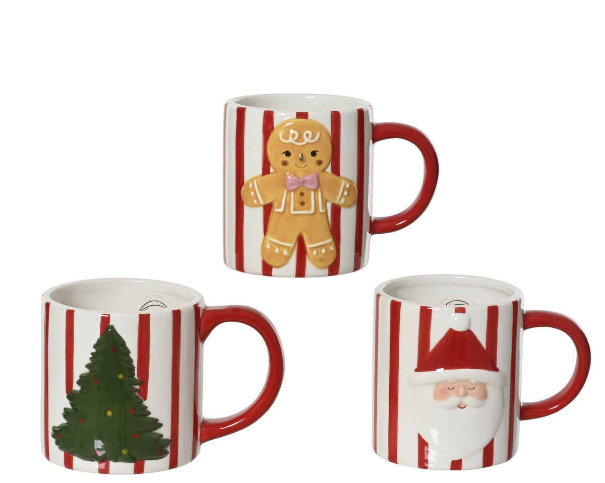 Novelty Christmas striped mugs