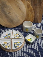 Lemon and olive print tapas set