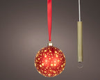 LED Christmas red glass bauble, 14cm