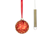 LED Christmas red glass bauble, 14cm