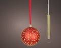 LED Christmas red glass bauble, 19cm