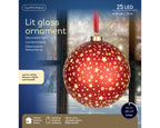 LED Christmas red glass bauble, 19cm