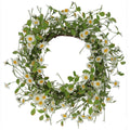 Daisy/green leaf wreath