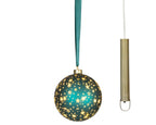LED Dark green glass bauble, 14cm