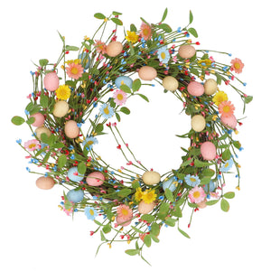 Pastel daisies with eggs wreath