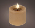 LED realistic wick light brown pillar candle, 9.5cm