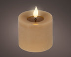 LED realistic wick light brown pillar candle, 9.5cm