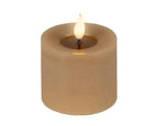 LED realistic wick light brown pillar candle, 9.5cm