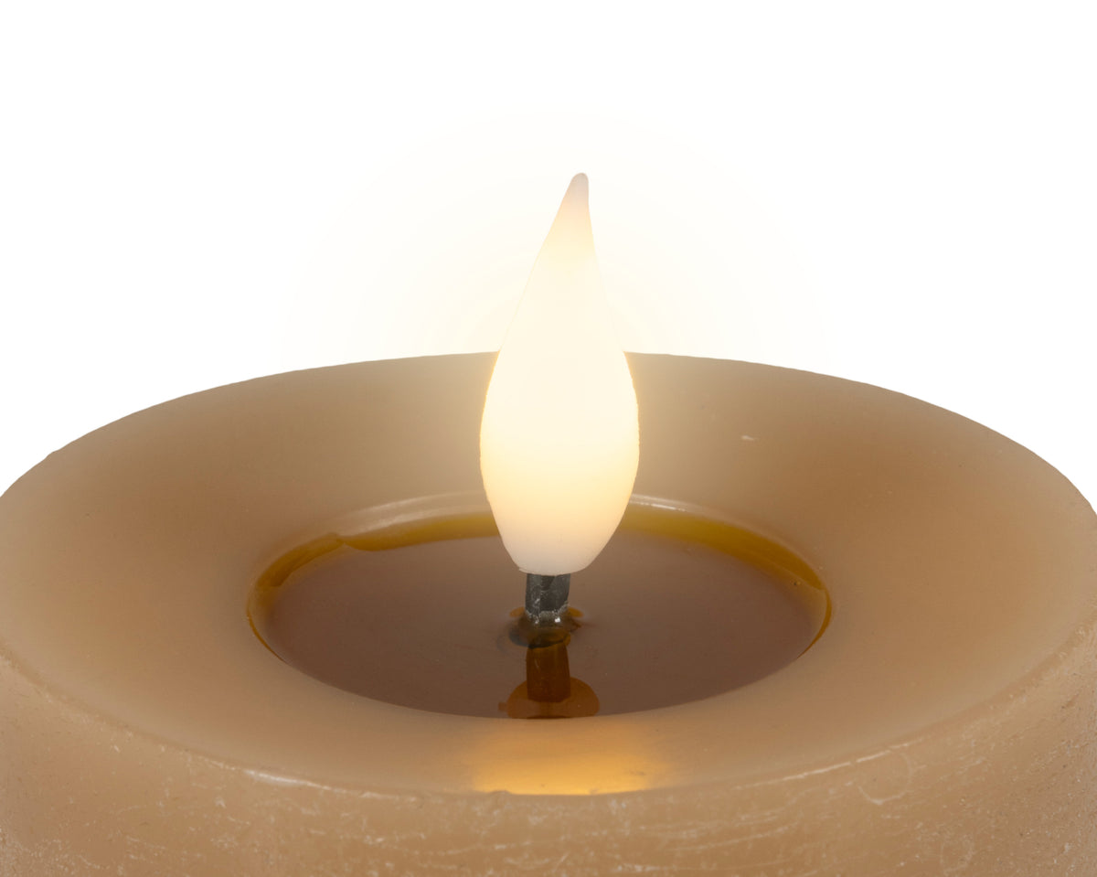 LED realistic wick light brown candle, 13.5cm