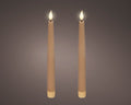 2 LED wick battery operated light brown dinner candles