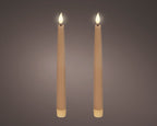 2 LED wick battery operated light brown dinner candles