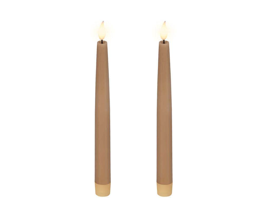 2 LED wick battery operated light brown dinner candles