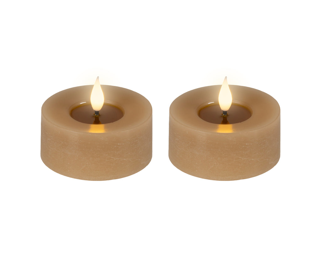 LED realistic wick light brown tealight, pack of 2