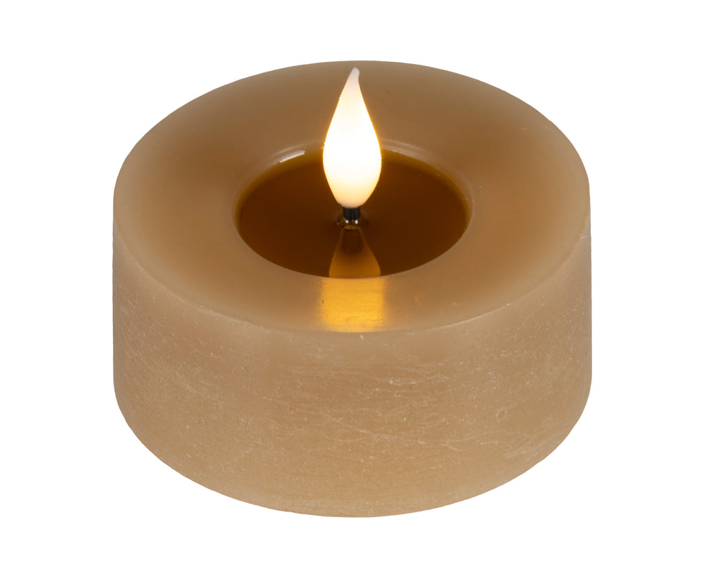 LED realistic wick light brown tealight, pack of 2