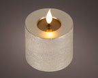 LED realistic wick light grey pillar candle, 9.5cm