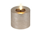 LED realistic wick light grey pillar candle, 9.5cm