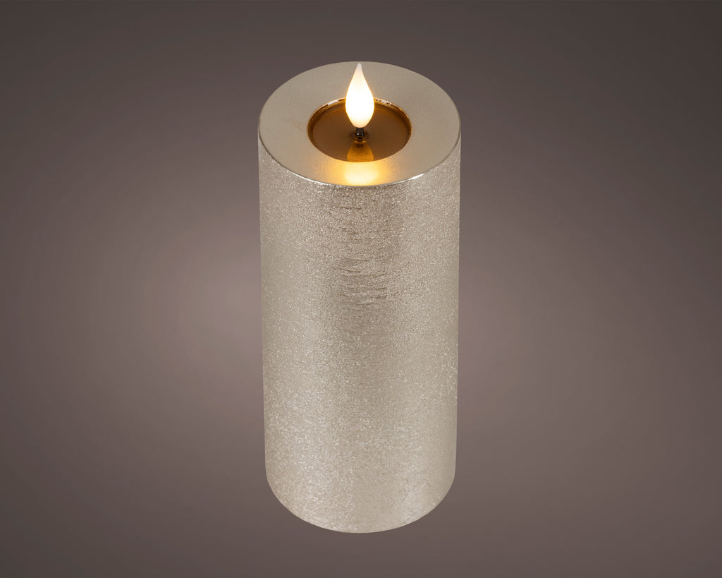 LED realistic wick light grey candle, 20cm