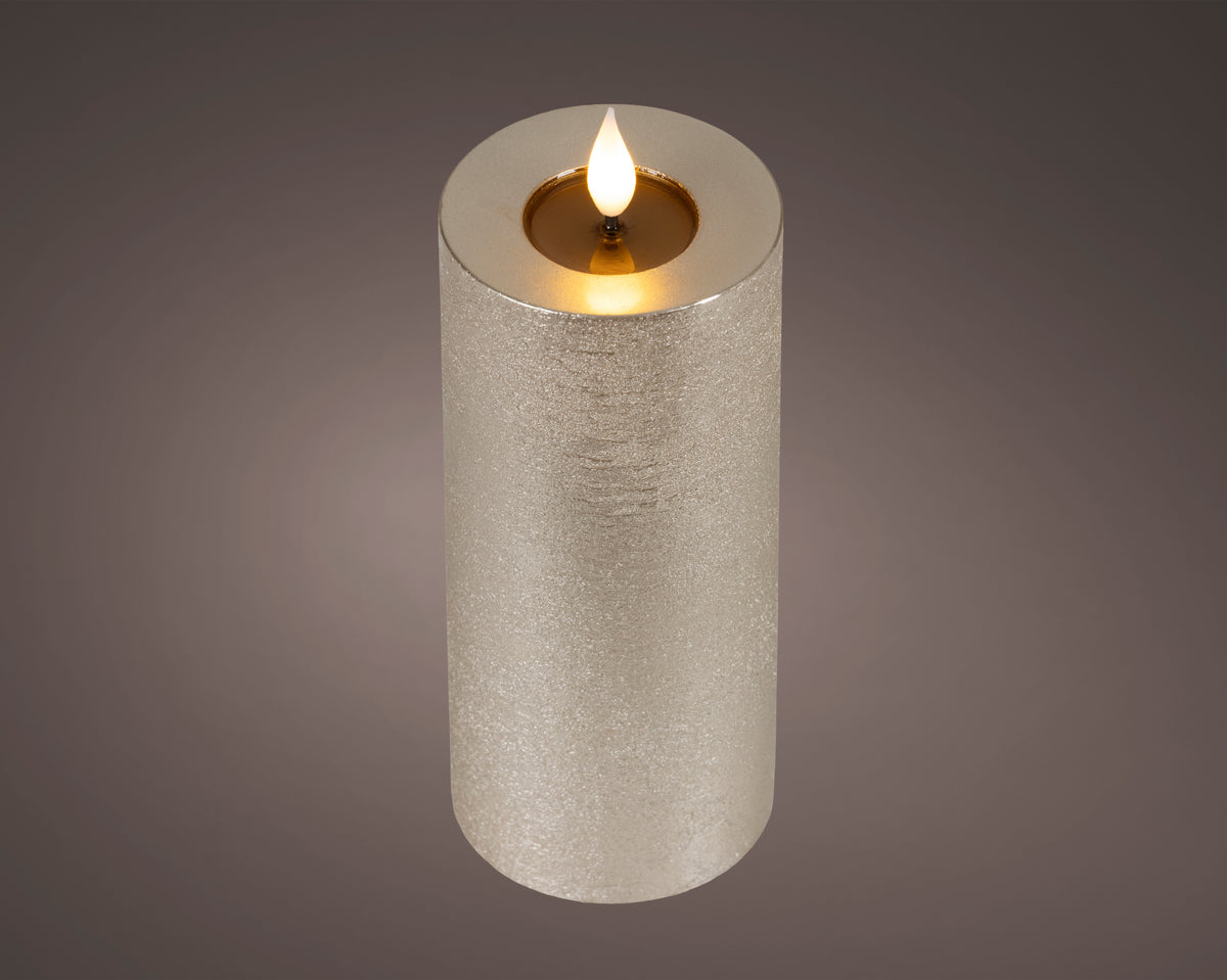 LED realistic wick light grey candle, 20cm