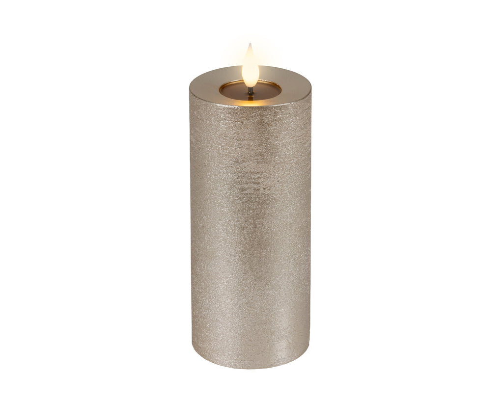 LED realistic wick light grey candle, 20cm