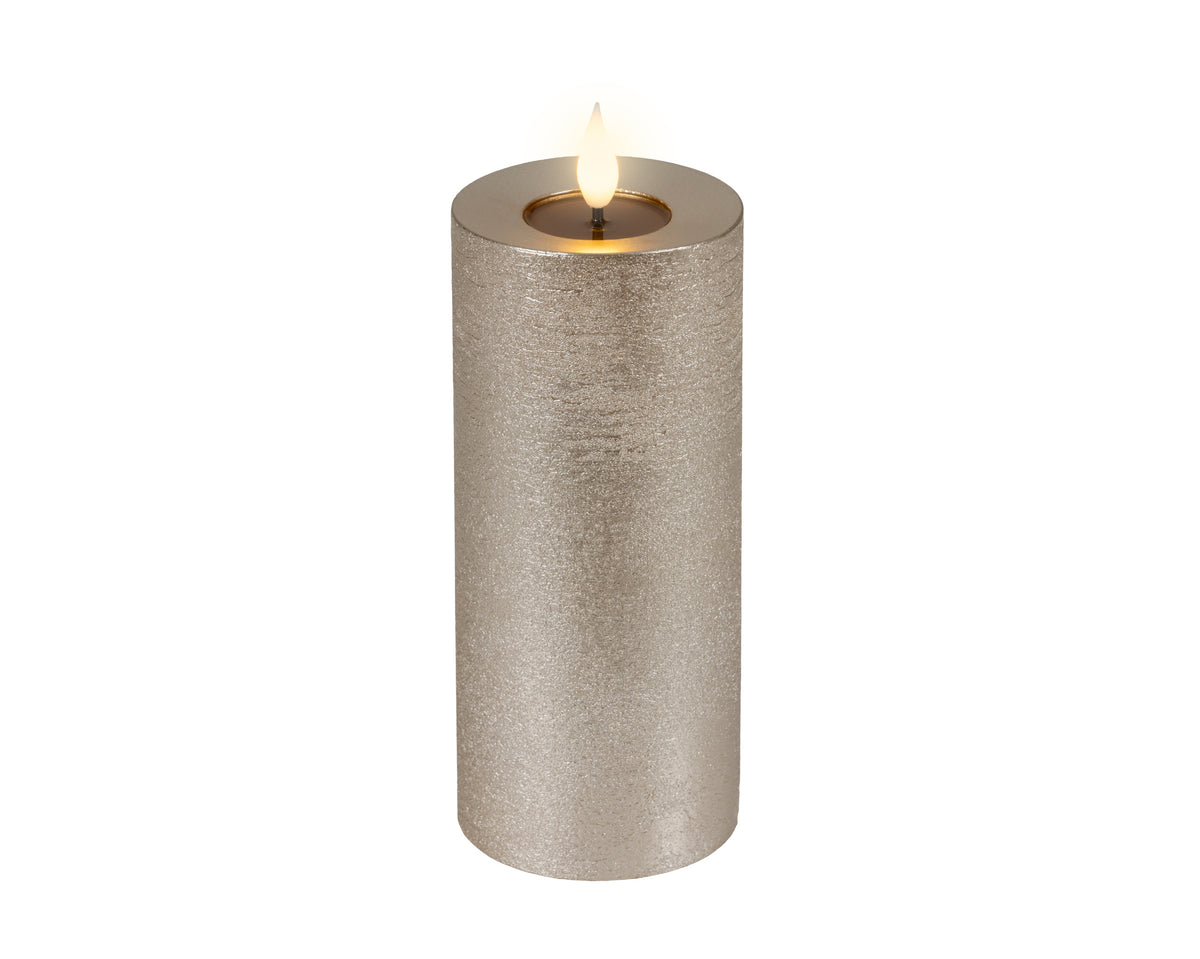 LED realistic wick light grey candle, 20cm