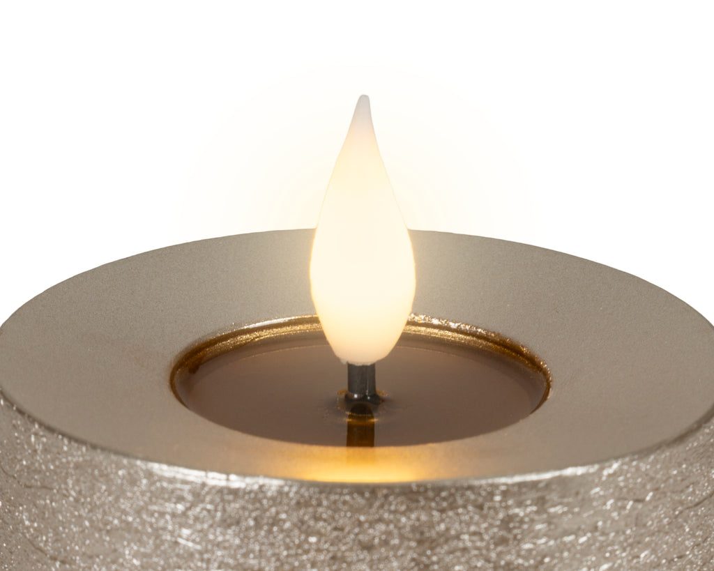 LED realistic wick light grey candle, 20cm
