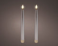 2 LED wick battery operated light grey dinner candles