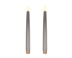2 LED wick battery operated light grey dinner candles